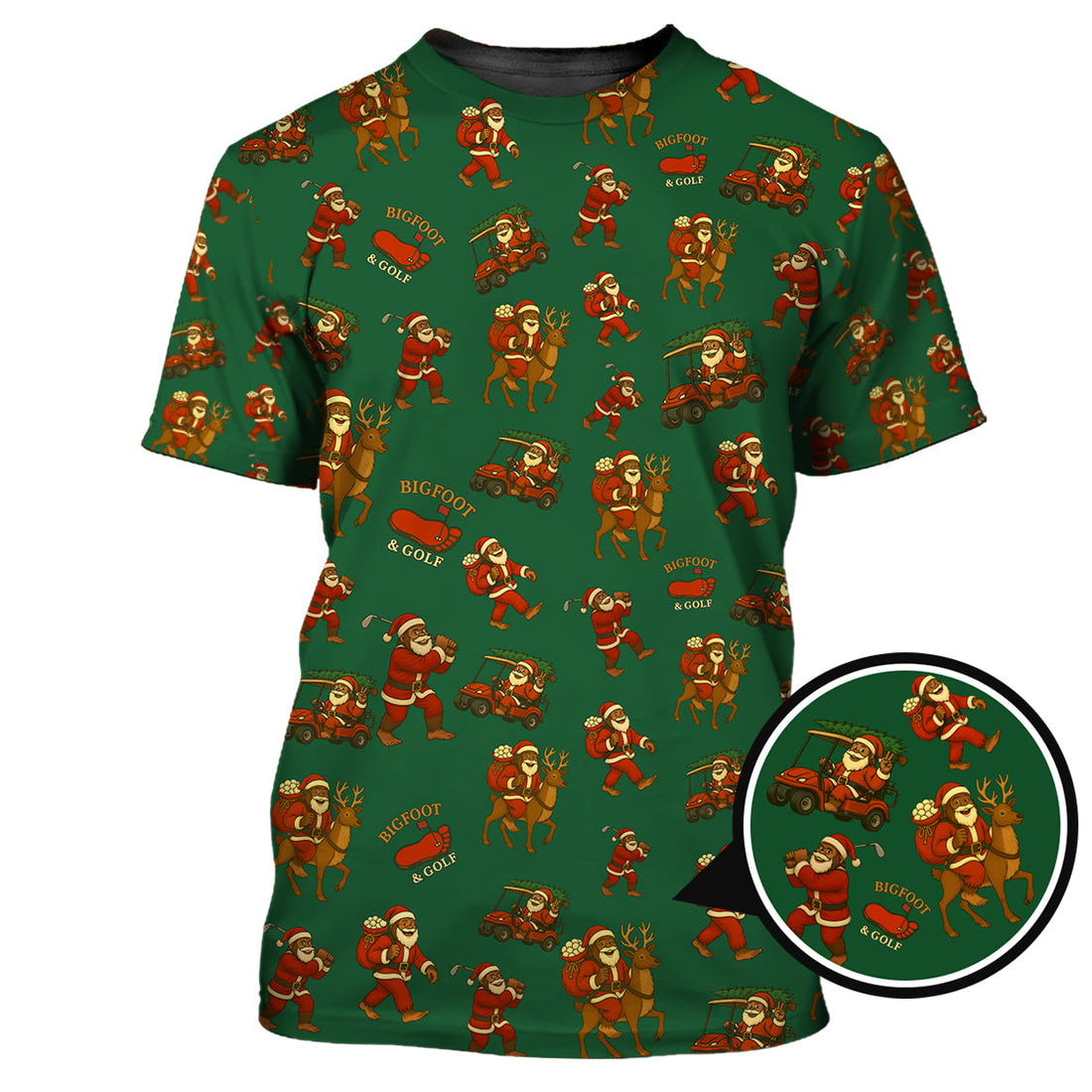 Christmas Golf Shirt, Funny Pattern Golf Shirt, Bigfoot Golf Shirt For Men