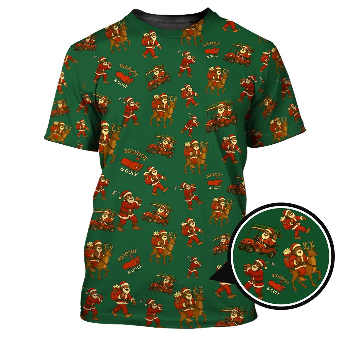 Christmas Golf Shirt, Funny Pattern Golf Shirt, Bigfoot Golf Shirt For Men