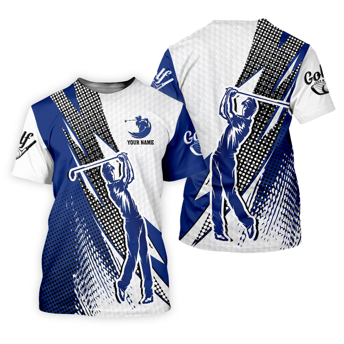 Blue White Women's Golf Tops, Customized Golf Polos, Ladies Golf Polos, Funny Golf Shirt