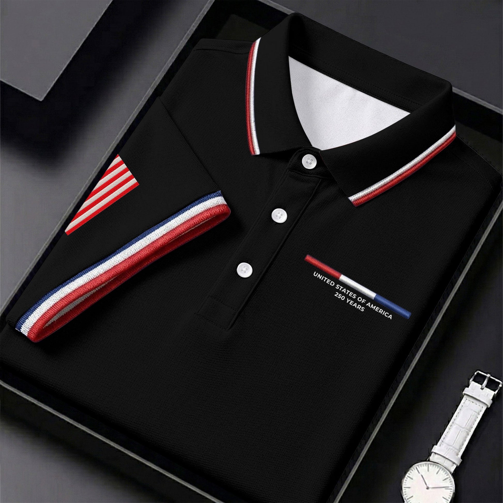 United States Of America 250 Years Black Golf Shirt, Patriotic Golf Shirt, Golf Shirt For Women
