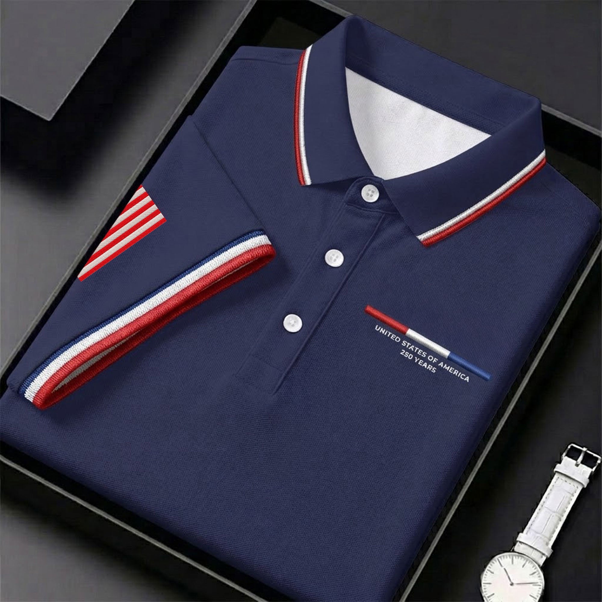 United States Of America 250 Years Navy Golf Shirt, Patriotic Golf Shirt, Golf Shirt For Women