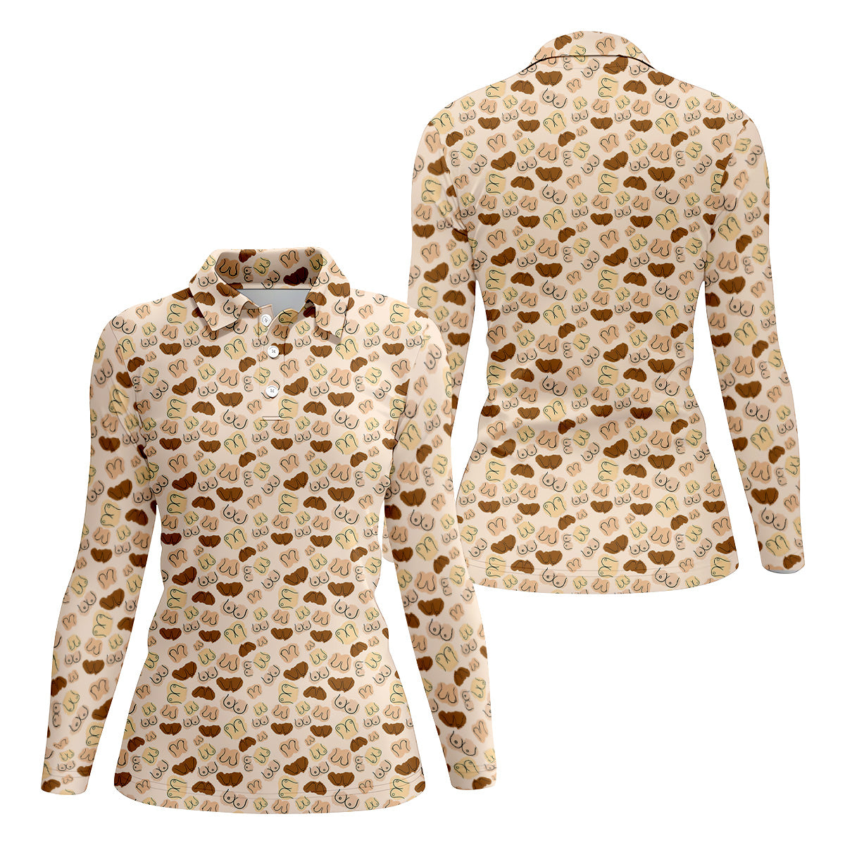 Beige Fun Womens Golf Shirts, Womens Golf Tops, Unique Gift For Golfer, Ladies Golf Polos