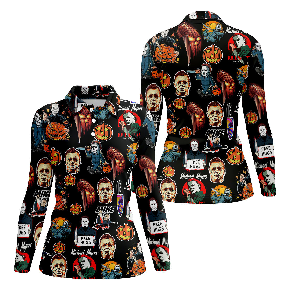 Michael Myers Halloween Women Golf Shirt, Classic Horror Characters Ladies Golf Polos, Horror Movie Shirt