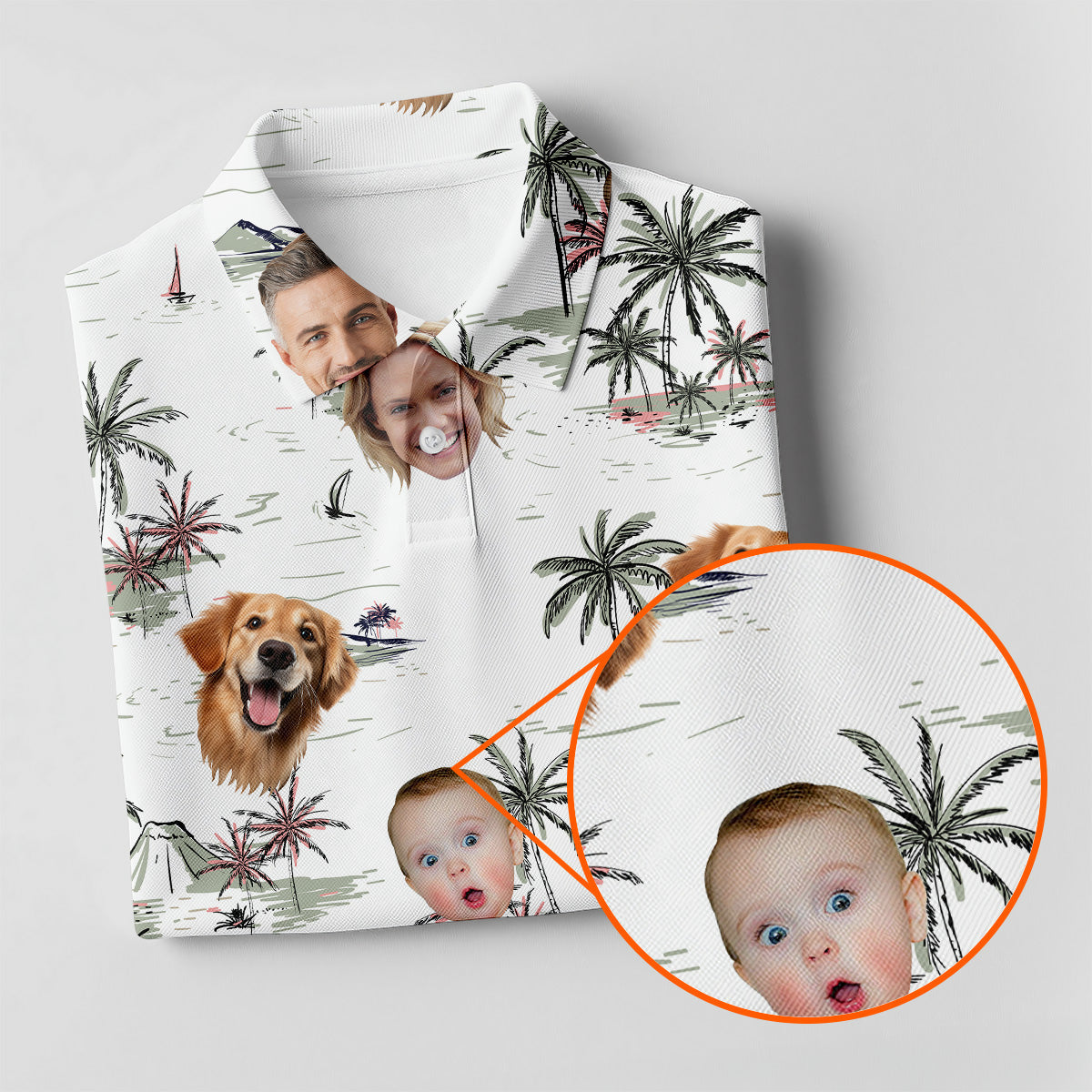 Ladies Palm Tree Shirt, White Hawaiian Shirt, Custom Face Shirt, Womens Sleeveless Polo, Ladies Golf Shirts