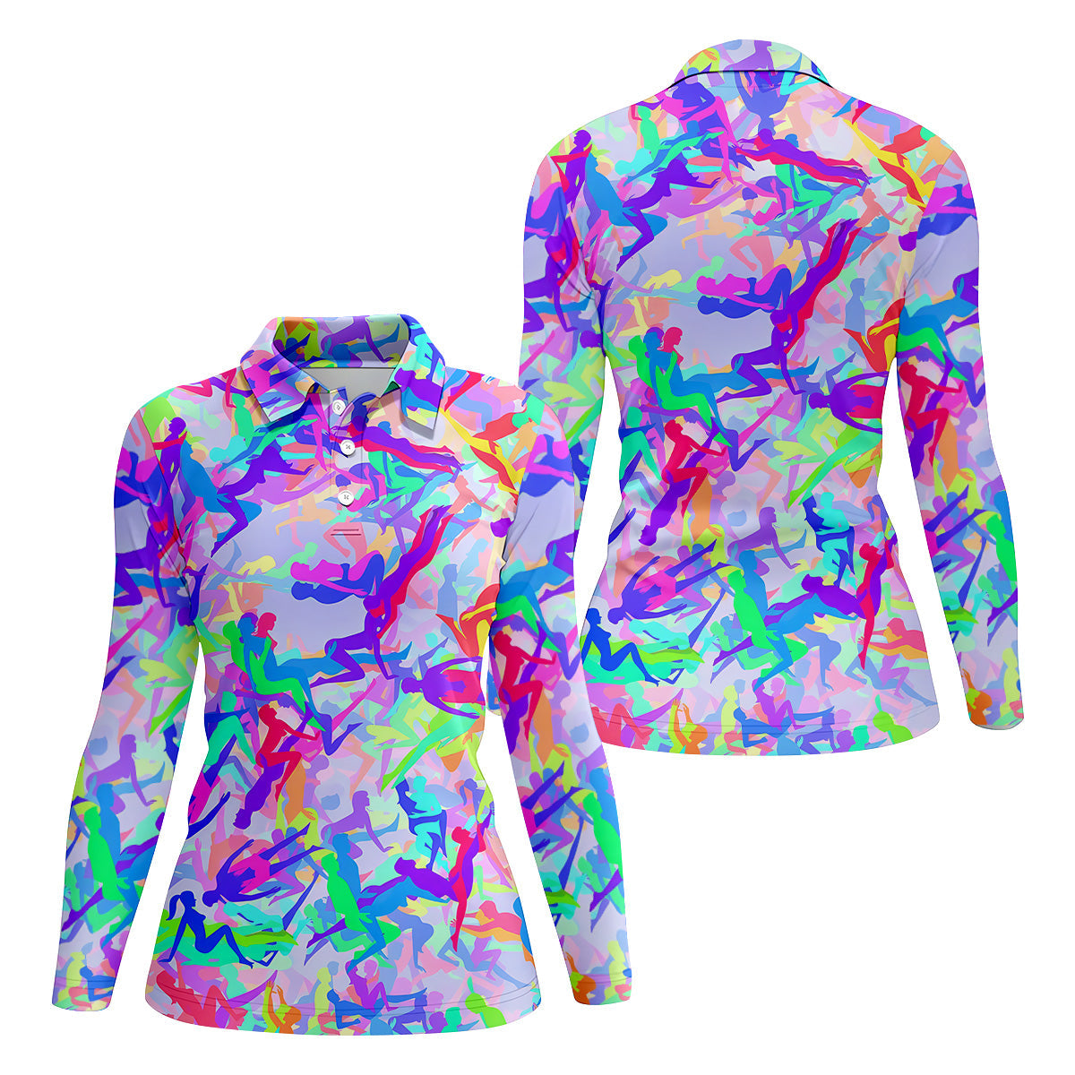 Funny Couple Purple Neon Womens Golf Tops, Unique Gift For Golfer, Ladies Golf Polos