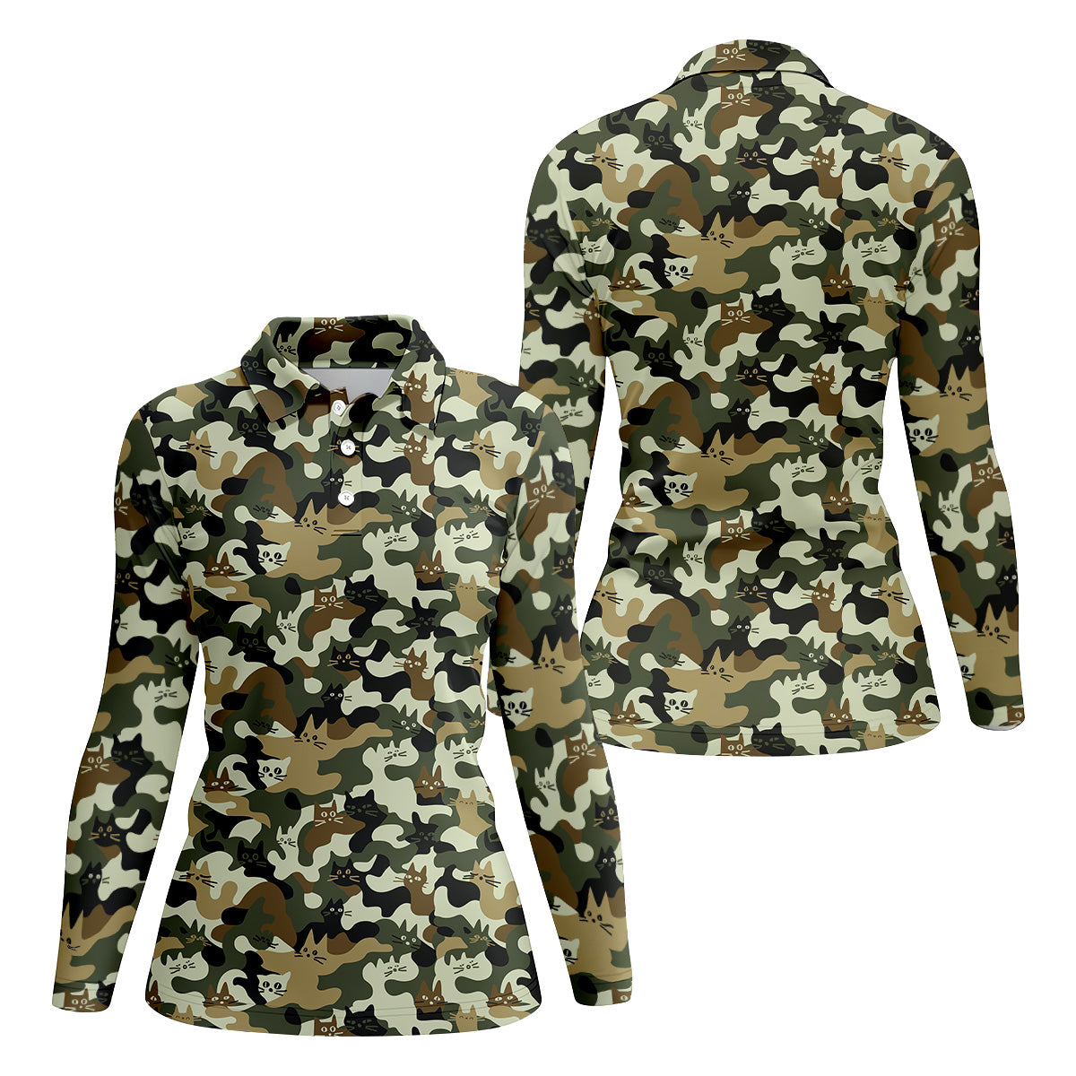 Funny Cat Camo Women Golf Shirt, Cat Golf Shirt, Funny Golf Shirt, Ladies Golf Shirt
