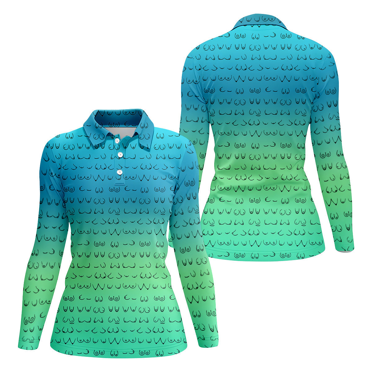 Blue Ombre Funny Golf Shirts Women, Ladies Golf Shirts, Womens Golf Tops, Ladies Golf Polos
