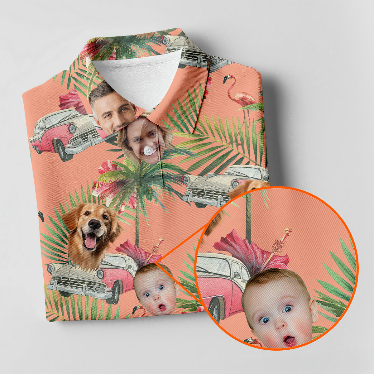 Hibiscus Shirt, Palm Tree Shirt, Pink Hawaiian Tops For Women, Custom Face Shirt, Ladies Golf Shirts