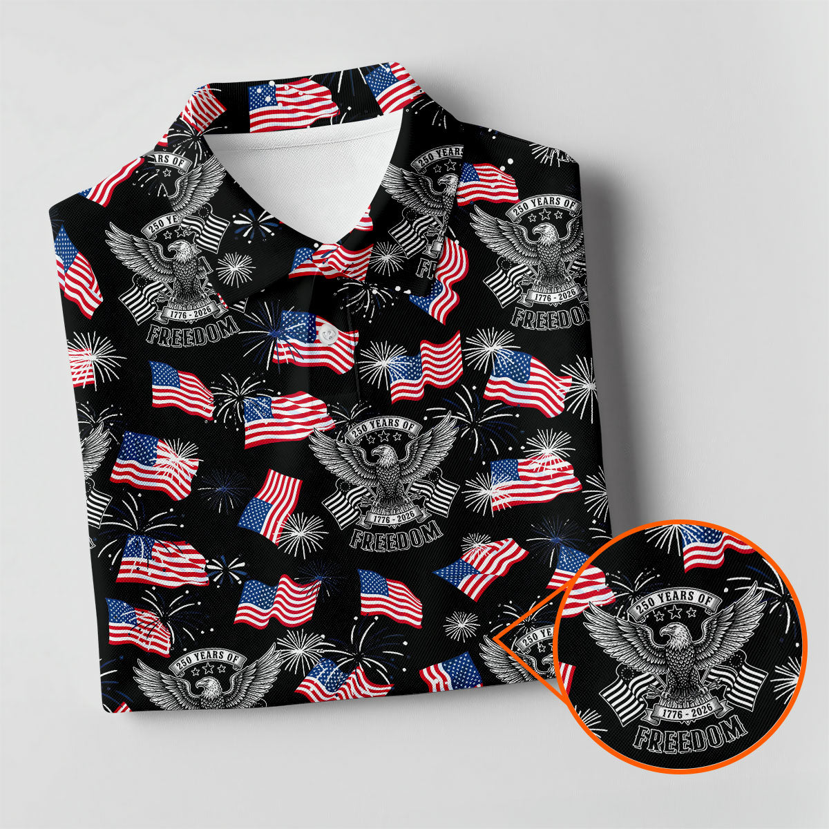250 Years Of Freedom Festive Flag Vintage Black Golf Shirt, Patriotic 4th Of July Golf Shirt For Women