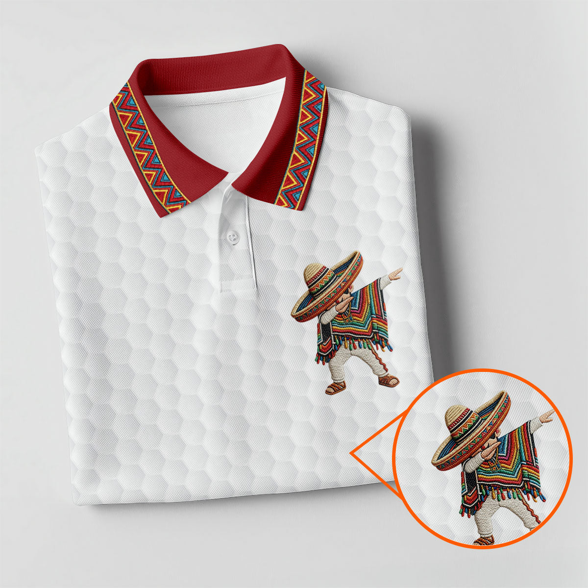 Cinco De Mayo Celebration Golf Ball Pattern White Golf Shirt, Polo Shirts For Men