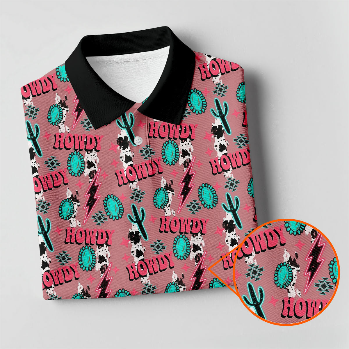 Howdy Pink Lightning Bolts Western Theme Women Golf Top, Ladies Golf Shirts, Golf Shirt For Women