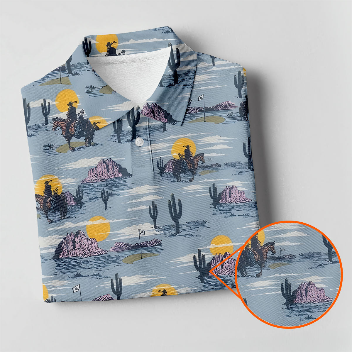 Cowboy Silhouette Desert Sunset Western Golf Shirt, Polo Shirts For Men, Golf Shirts For Men