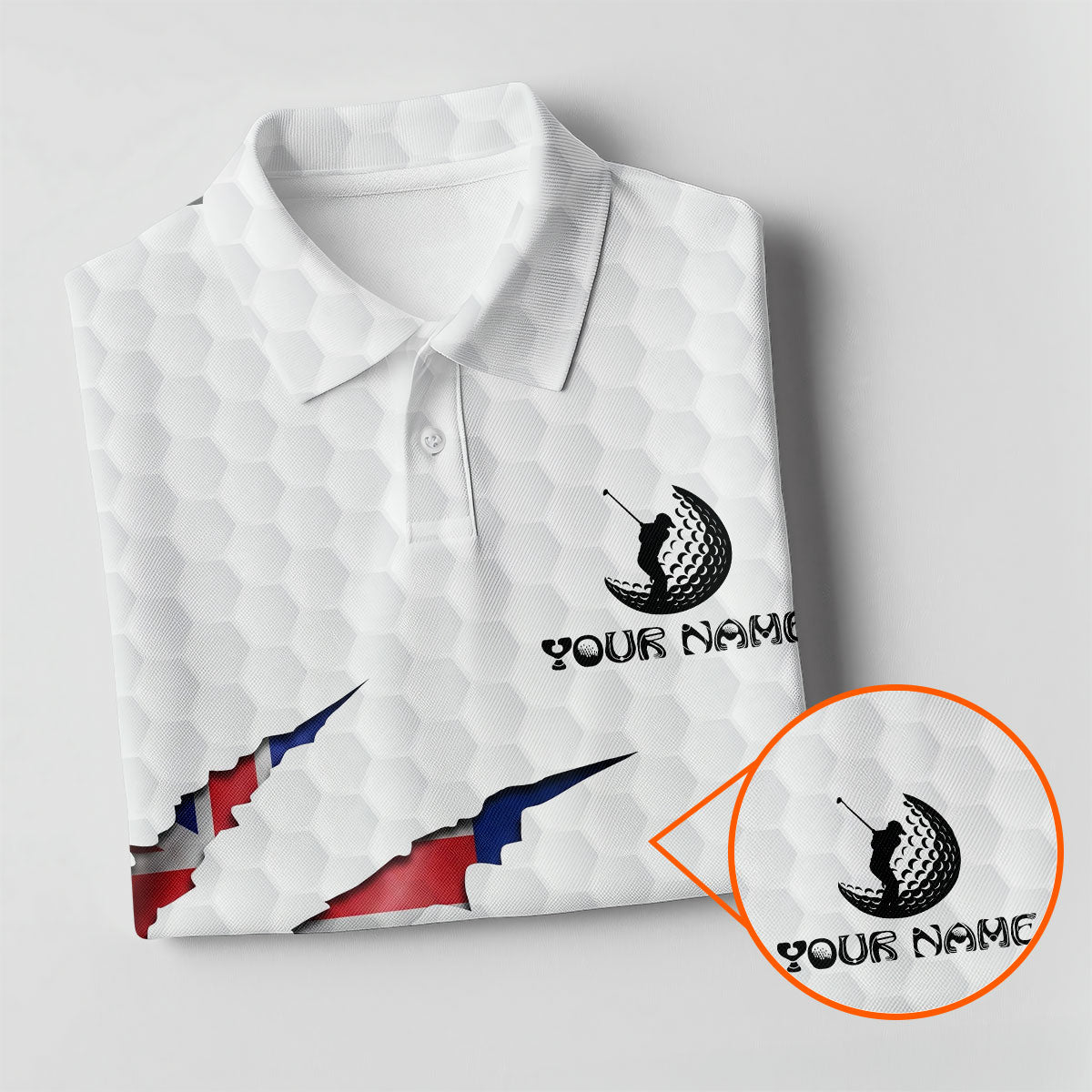 Golf Ball Pattern Australia Flag Print Scratch Effect Ladies Golf Tops, Golf Shirt For Women