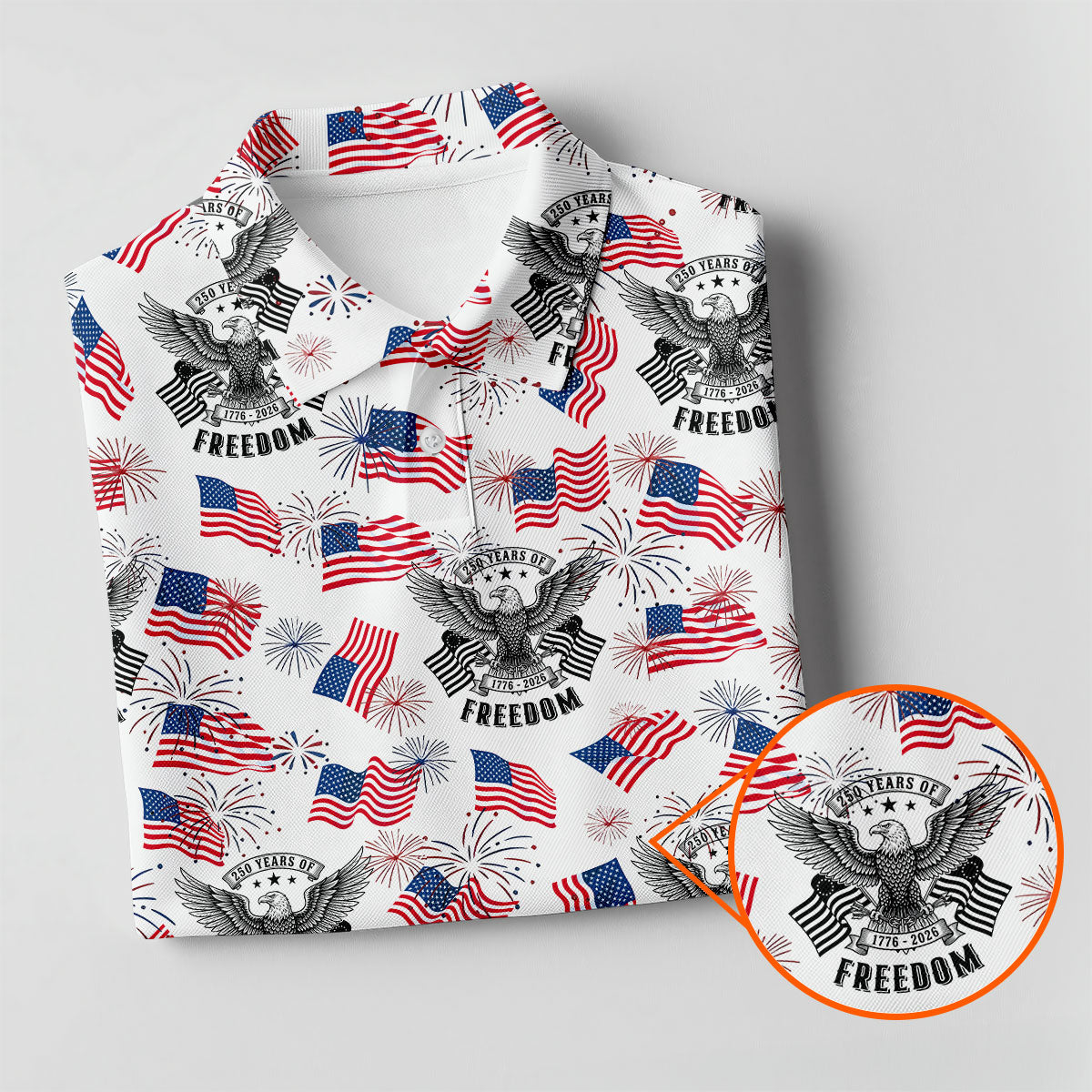 250 Years Of Freedom Festive Flag Vintage White Golf Shirt, Patriotic 4th Of July Golf Shirt For Women