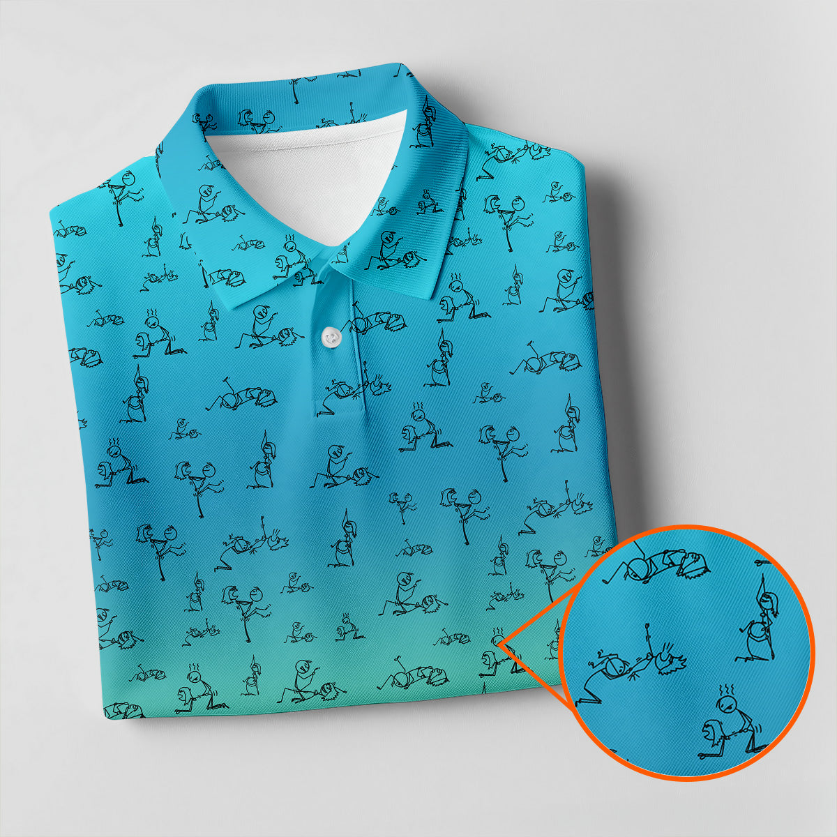 Stick Figure Couple Ombre Fun Womens Golf Shirts, Unique Gift For Golfer, Ladies Golf Polos
