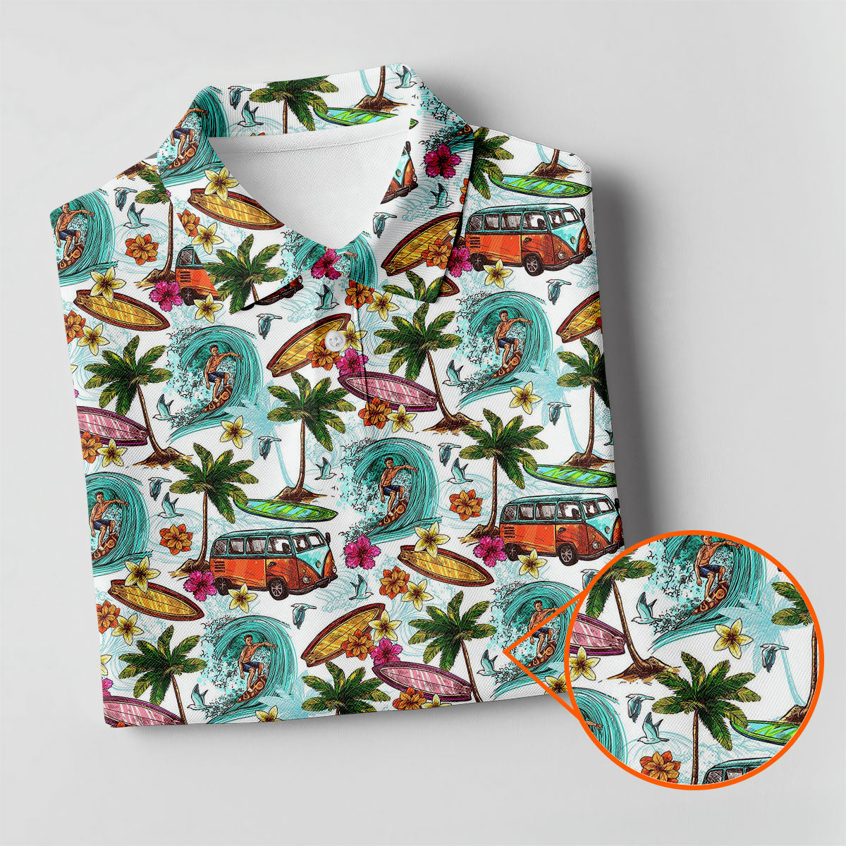 Tropical Trip Big Wave Riders Hawaiian Golf Shirt, Polo Shirts For Men, Golfing Apparel