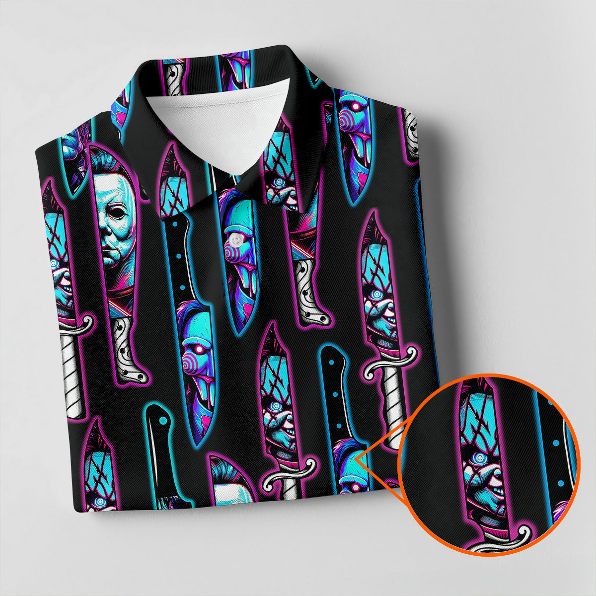 Funny Horror Character Women Golf Shirt, Horror Movie Shirt, Halloween Golf Shirt, Scary Halloween Shirts, Womens Golf Gifts