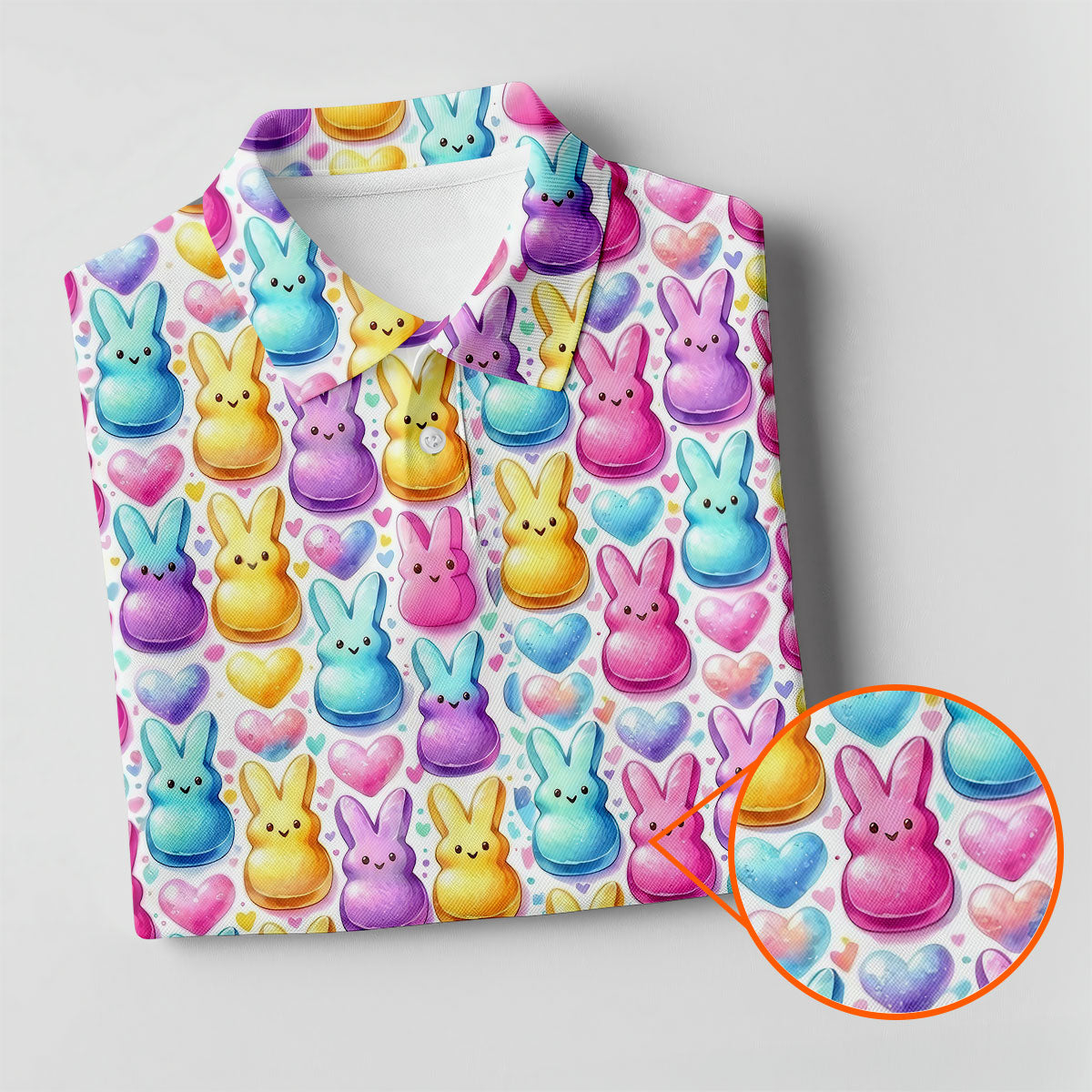 Easter Bunny Jelly Effect Seamless Pattern Women Golf Top, Fun Women's Golf Shirts, Ladies Golf Shirts