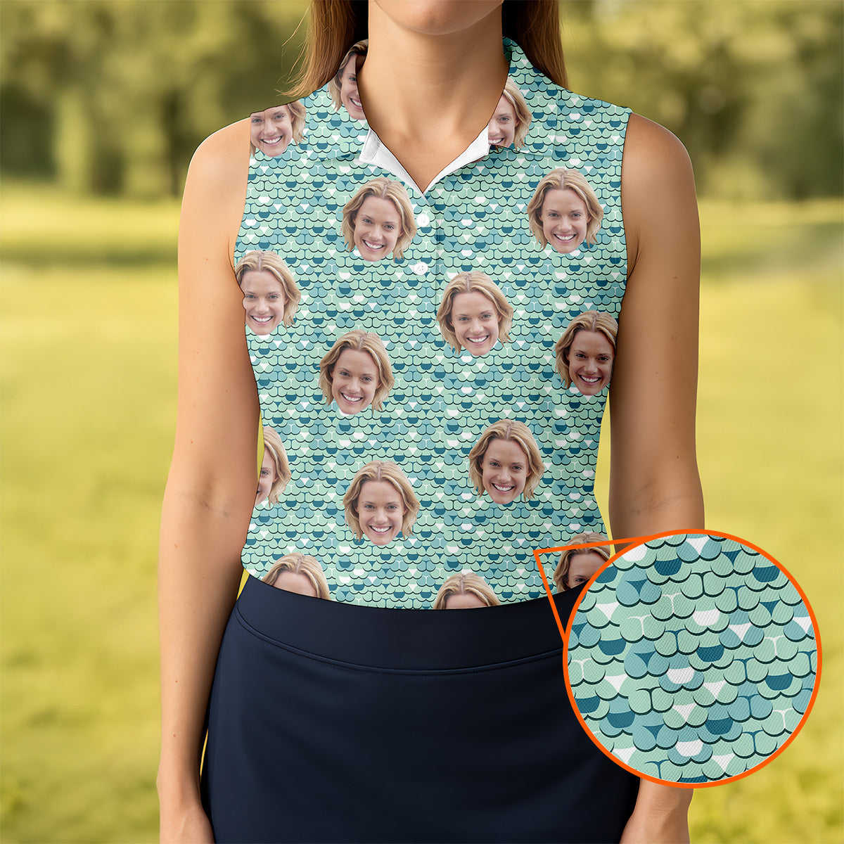 Funny Butt Green Golf Polo ShirtCustom Face Golf Shirt, Fun Womens Golf Shirts, Ladies Golf Shirt