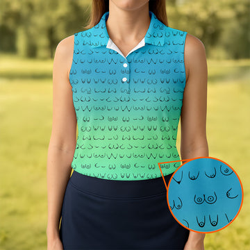 Blue Ombre Funny Golf Shirts Women, Ladies Golf Shirts, Womens Golf Tops, Ladies Golf Polos