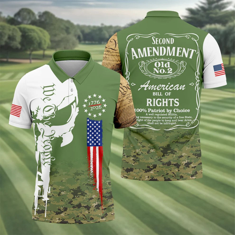 American Bill Of Rights Father's Day Camo Golf Shirt, 250 Years 4th Of July Polo Shirts For Men