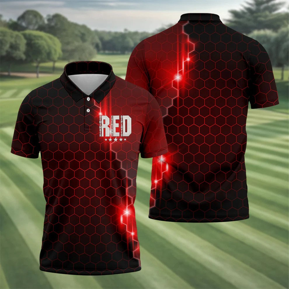 Remember Everyone Deployed Hexagonal Gradient Father's Day Golf Shirt, 250 Years Polo Shirts For Men
