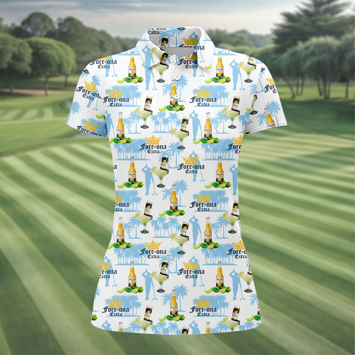 Fore-ona Extra Find Your Fairway Golfer Beer Fun Women's Golf Shirts, Ladies Golf Shirts
