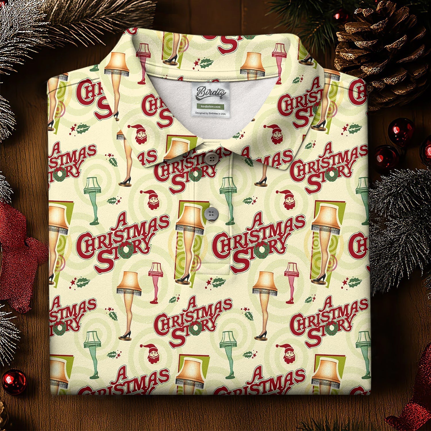 Christmas Story Leg Lamp Women Golf Top, Christmas Golf Shirt, Fun Women's Golf Shirts, Ladies Golf Polos