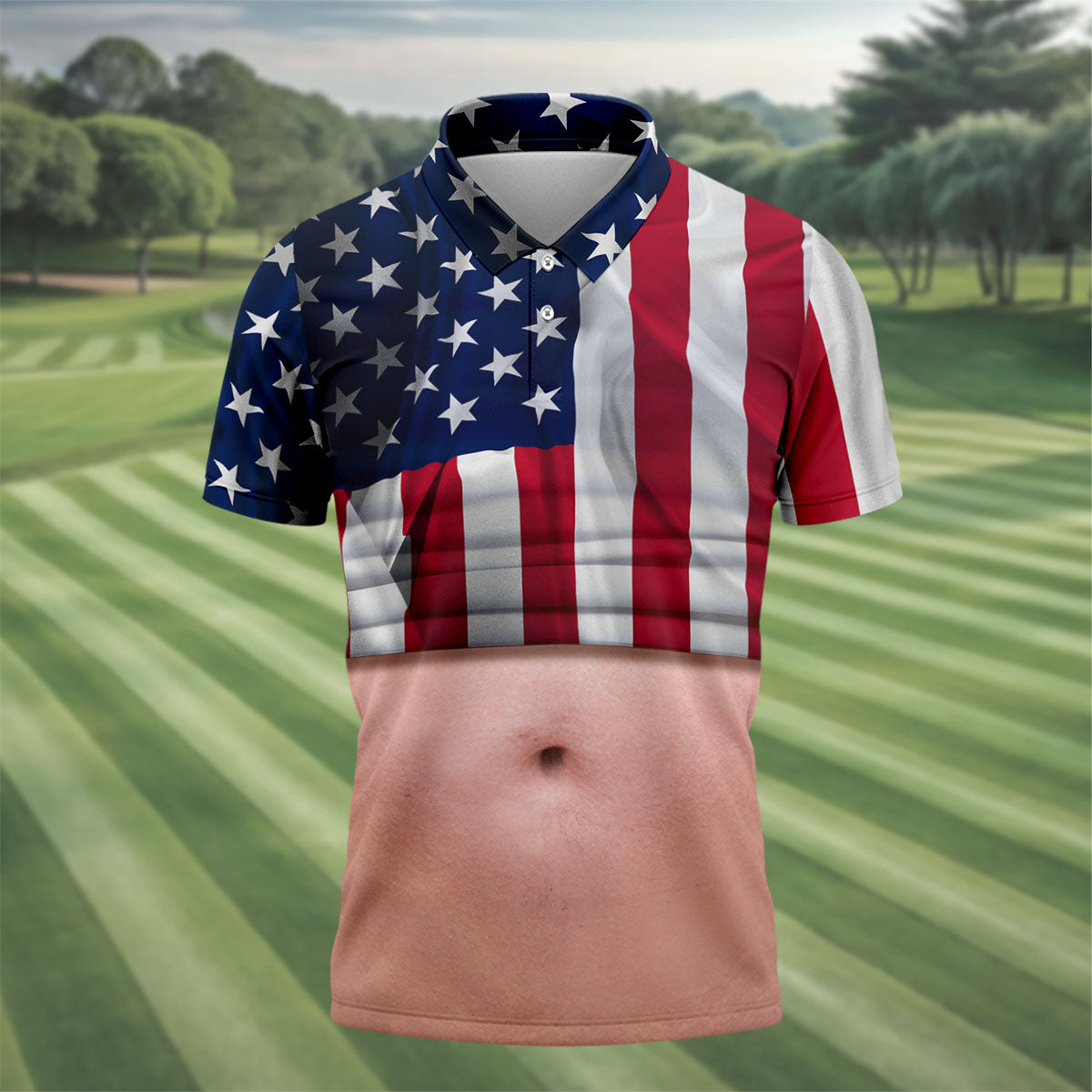 US Flag Pattern 250 Years Men's Funny Golf Polo Shirts, Father's Day Golf Shirt, Golf Gift For Dad