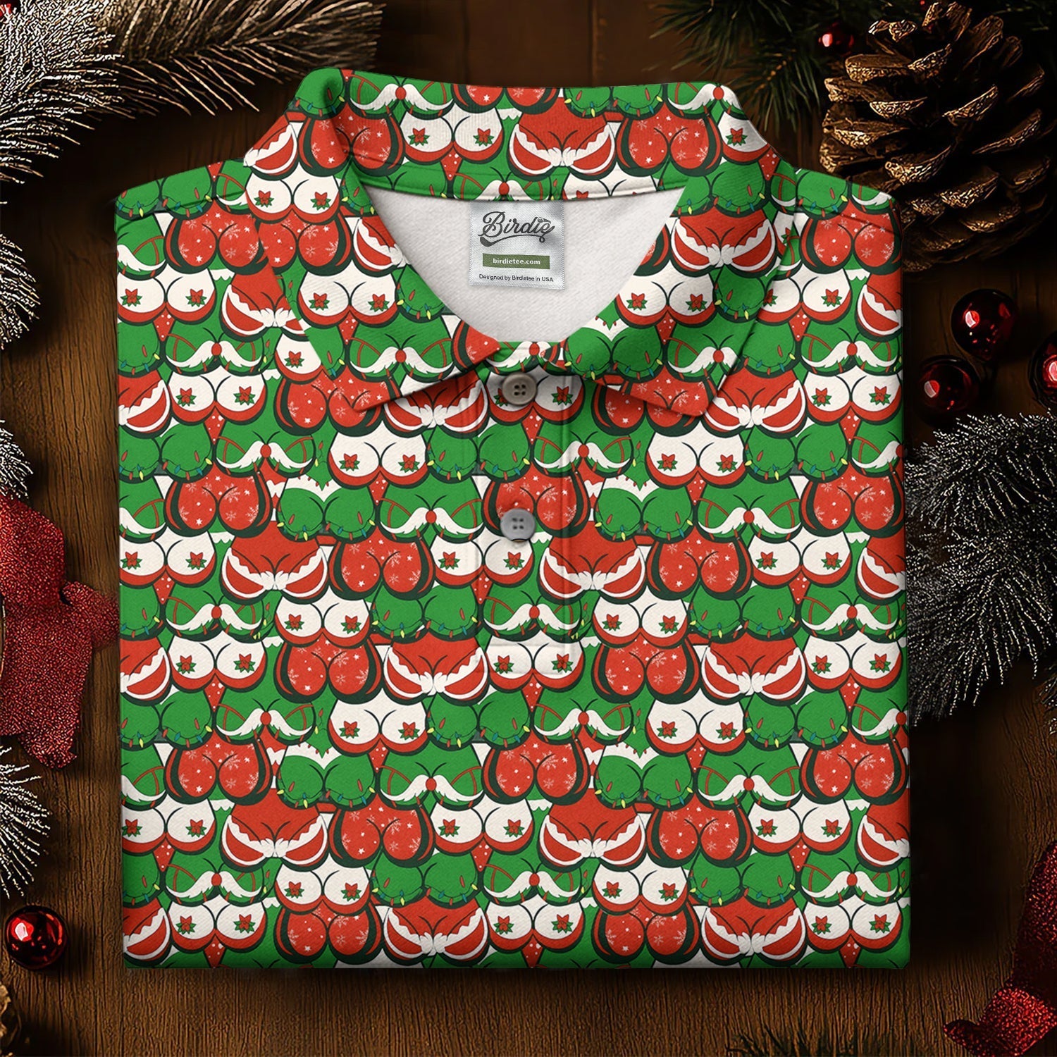 Funny Christmas Red And Green Women's Golf Tops, Christmas Golf Shirt, Cute Golf Outfit, Golf Gift For Ladies