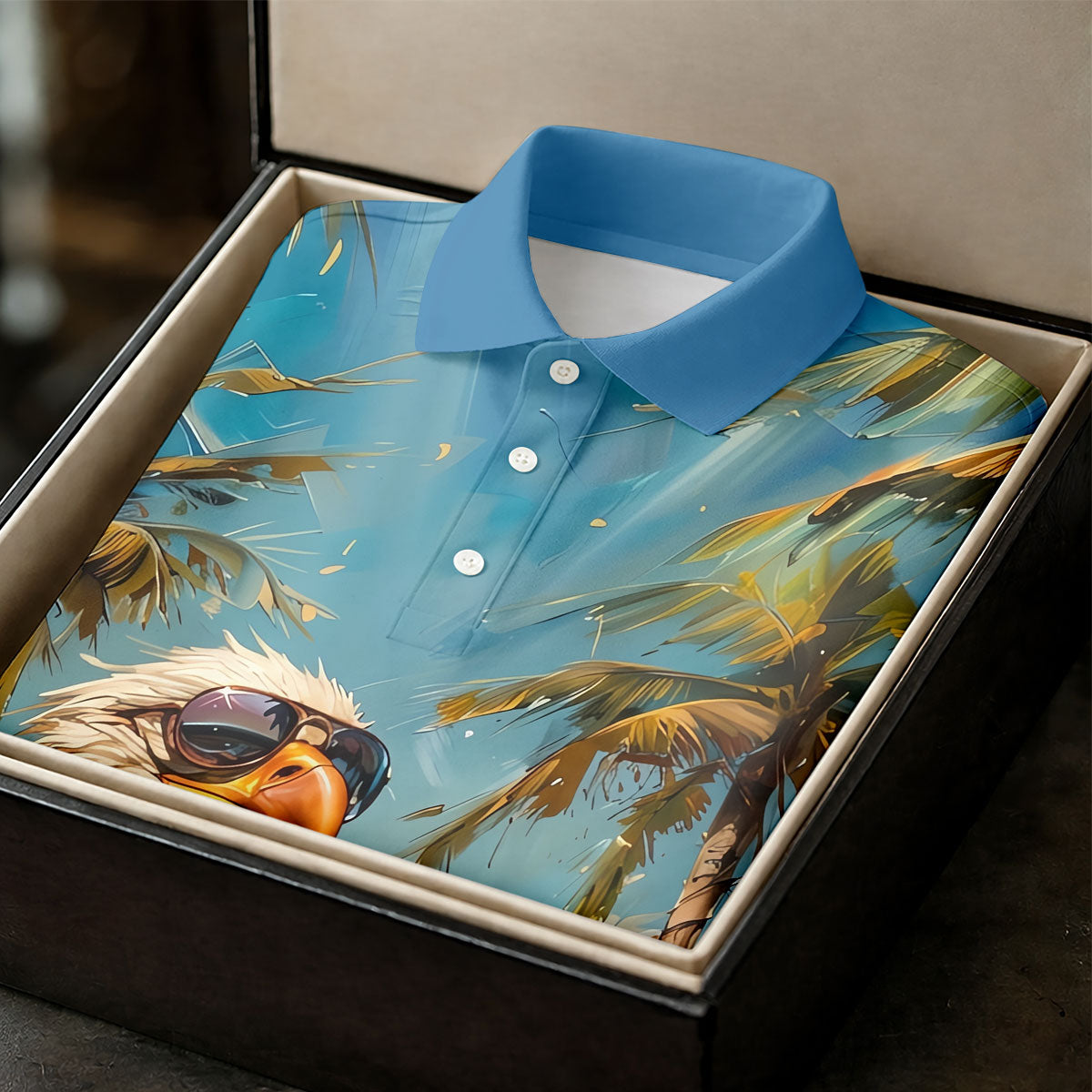 Cool Bald Eagle Tropical Vacation Hawaiian Golf Shirt, Vibrant Color Golf Shirt For Women