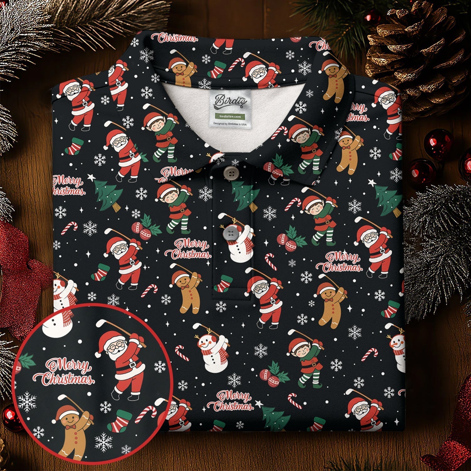 Merry Xmas Santa Gingerbread Snowman Christmas Golf Shirt, Ladies Golf Shirts, Golf Gifts For Women