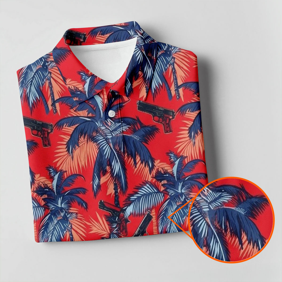 Hawaiian Palm Tree Military Theme Red Golf Shirt, Women Golf Top, Ladies Golf Shirts