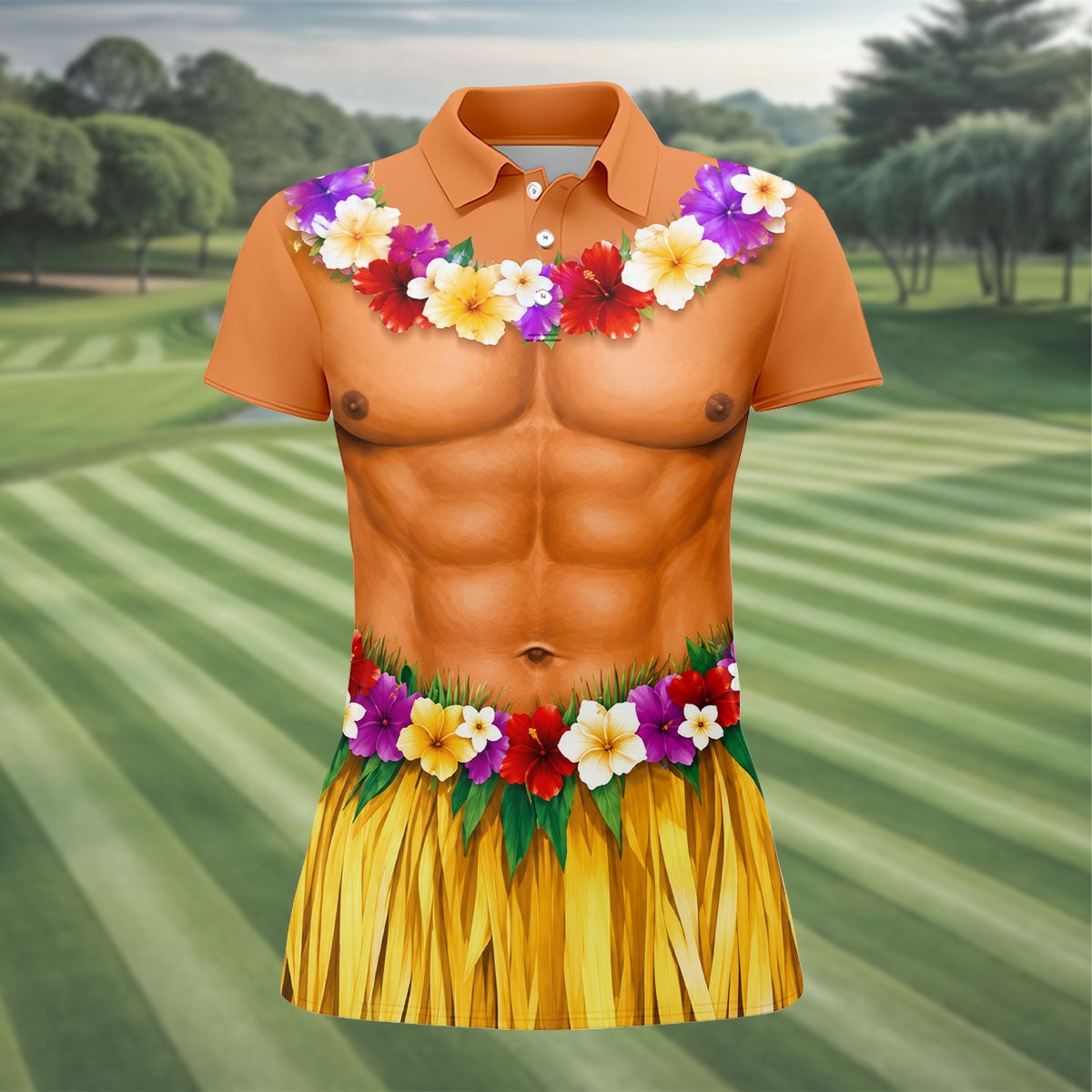 Funny Beach Body Golf Shirt, Hawaiian Luau Women's Golf Polo, Polo Shirts For Women
