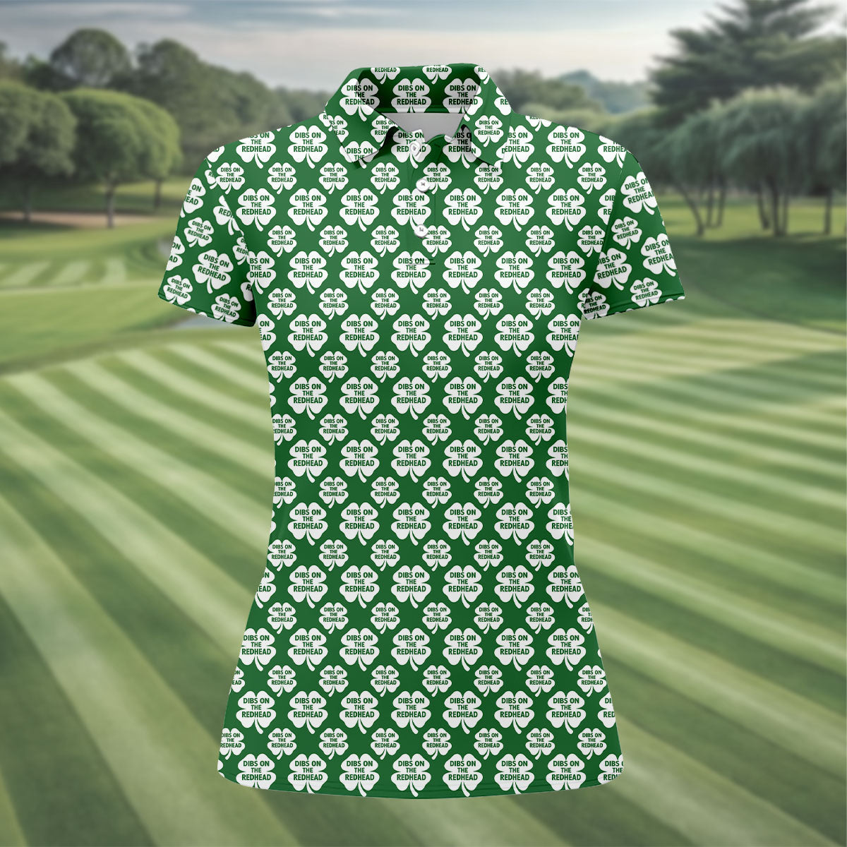 Dibs On The Redhead Lucky Four Leaf Clover St Patrick's Day Golf Shirt, Women's Golf Tops, Ladies Golf Shirts