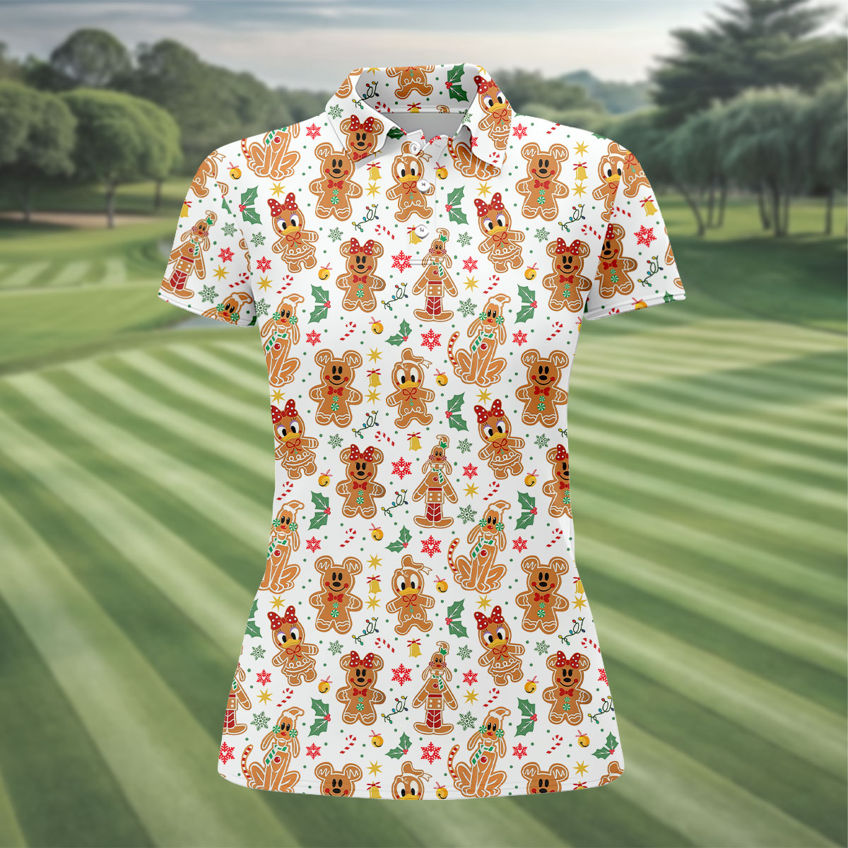Funny Gingerbread Christmas Golf Shirt, Cute Women's Golf Clothes, Ladies Golf Shirts, Christmas Golf Gift