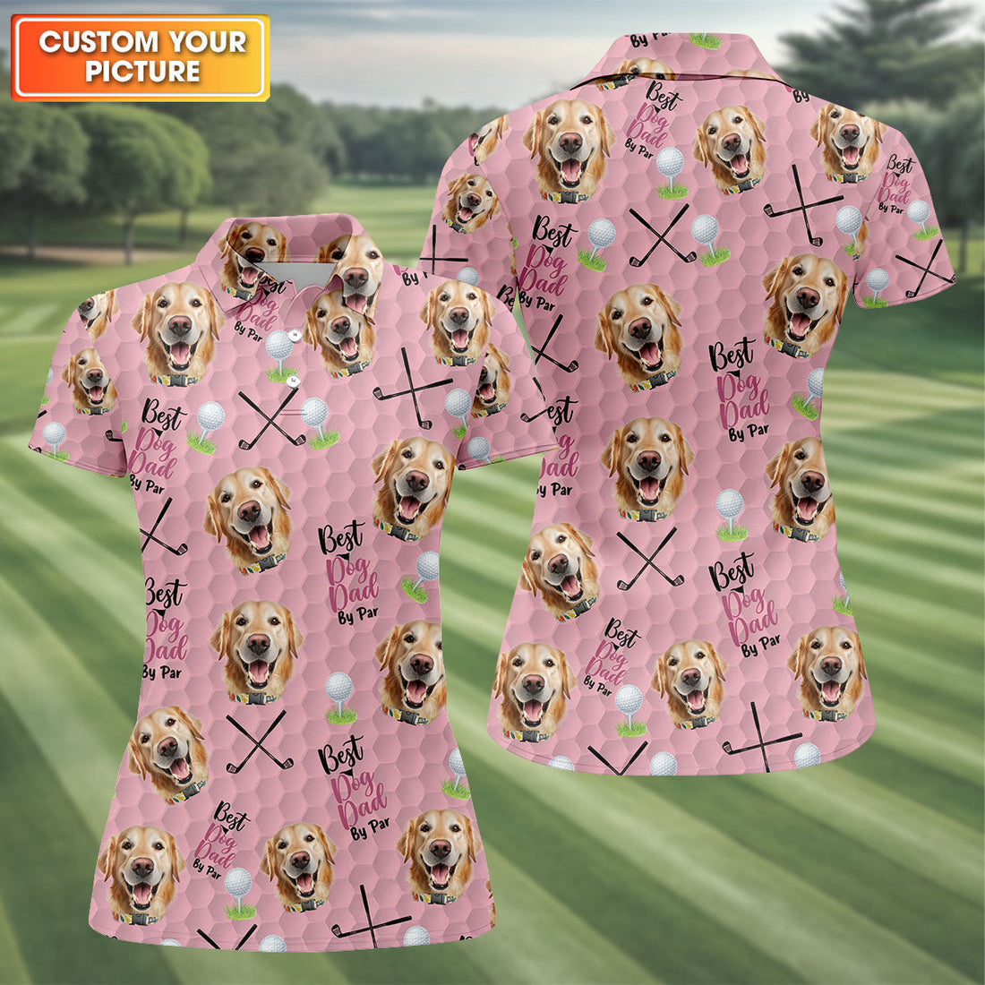Best Dog Mom By Par Custom Face Womens Golf Polo ShirtLadies Golf Shirt, Mother's Day Gift