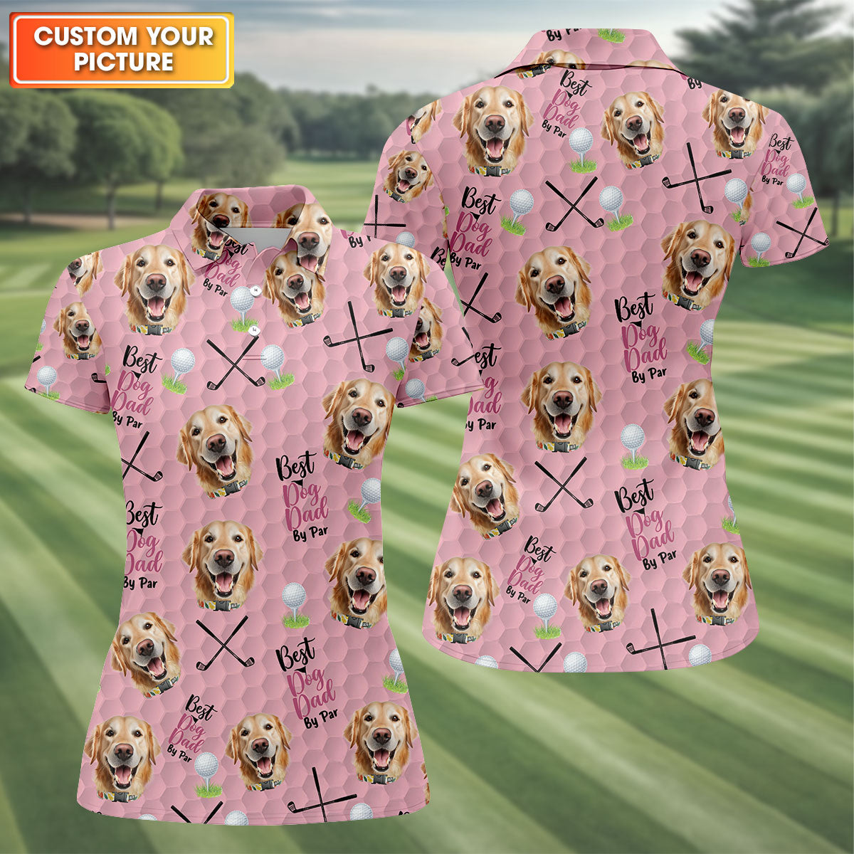 Best Dog Mom By Par Custom Face Womens Golf Polo ShirtLadies Golf Shirt, Mother's Day Gift