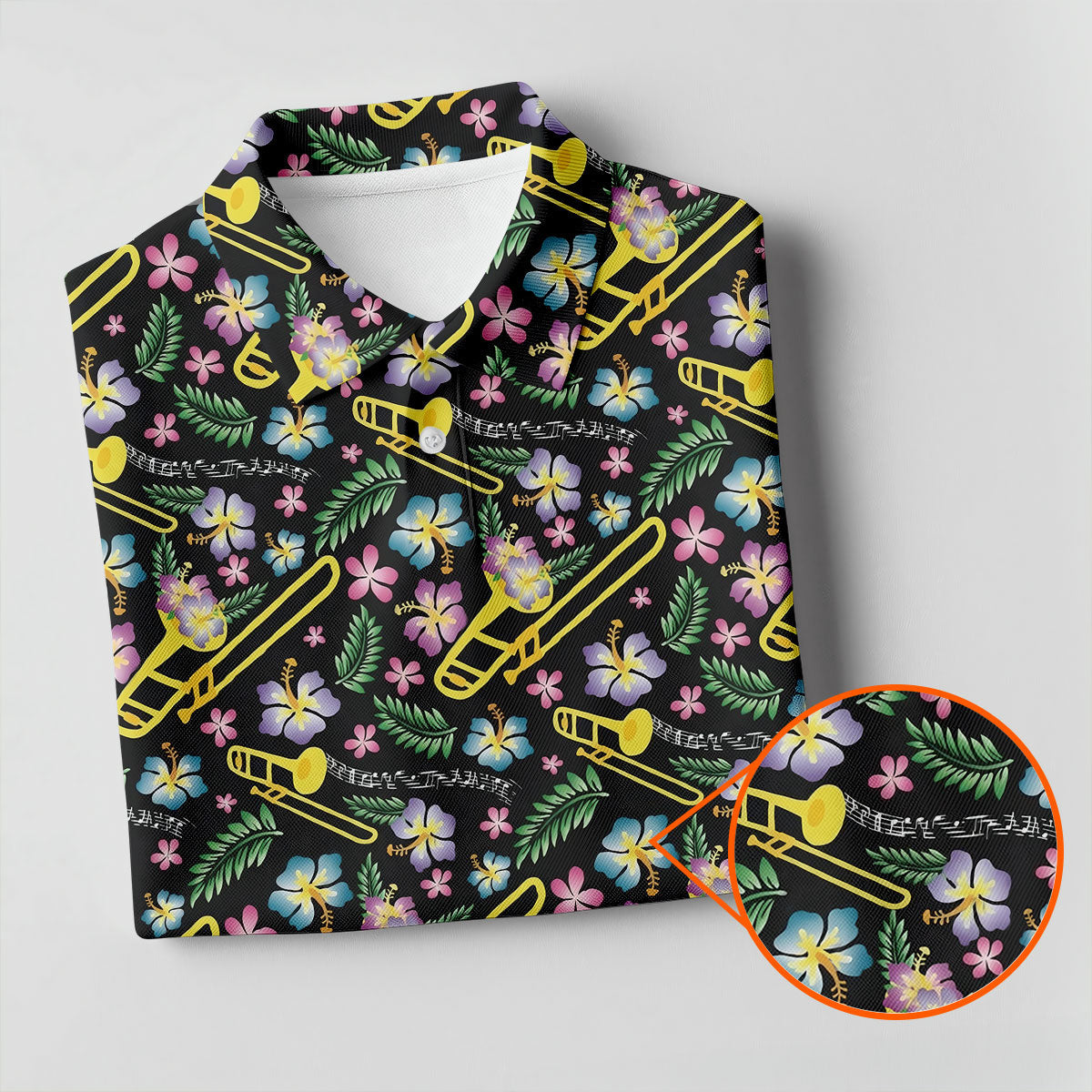 Trombones Floral Tropical Vibe Golf Shirt For Women, Ladies Golf Shirts, Women's Polo Shirt