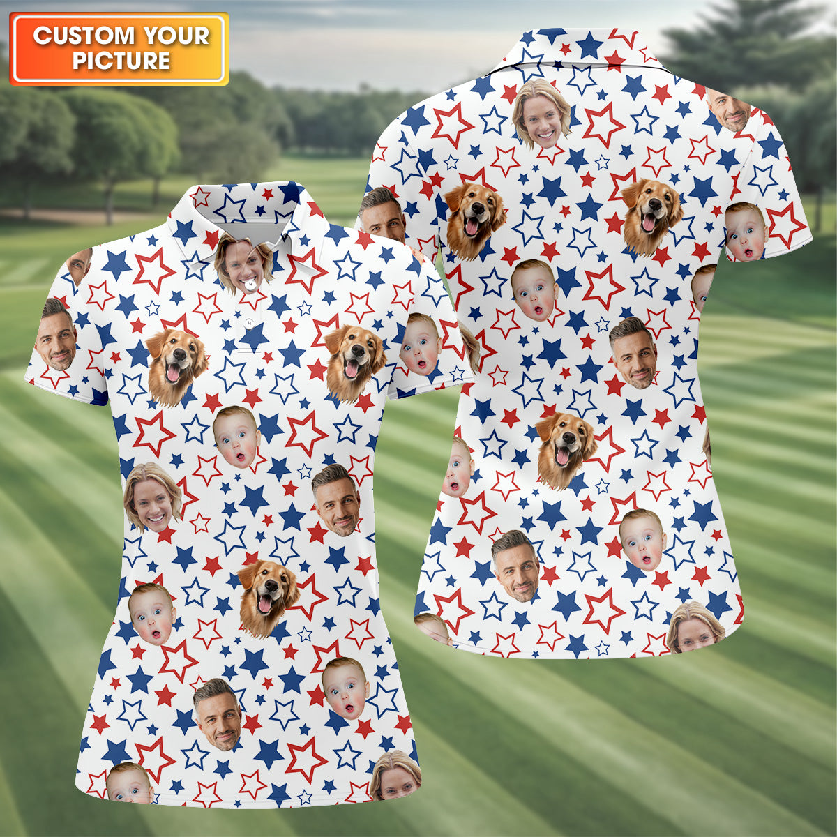 Patriotic Golf Shirt, USA Golf Shirt For Ladies, Custom Family Golf Shirt, Women's Golf Polo Shirt