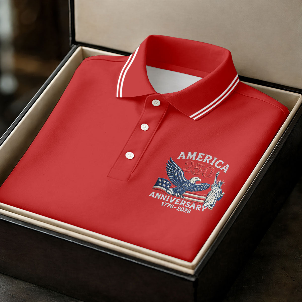 Faith Cross Bald Eagle America 250 Anniversary Red Patriotic Golf Shirt, Golf Shirt For Women