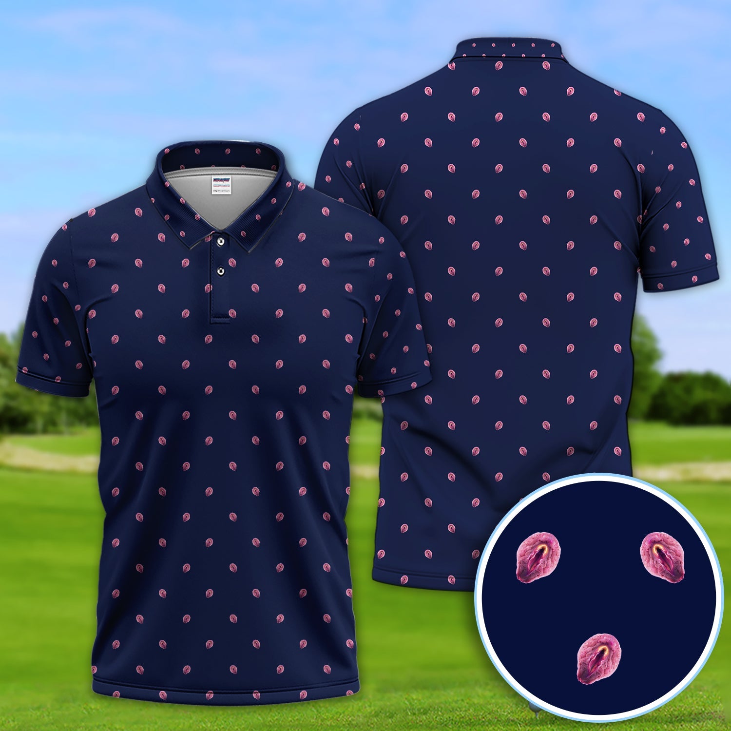 Funny Abstract Pattern Golf Shirt, Crazy Golf Polos For Men, Golf Gift For Golfer