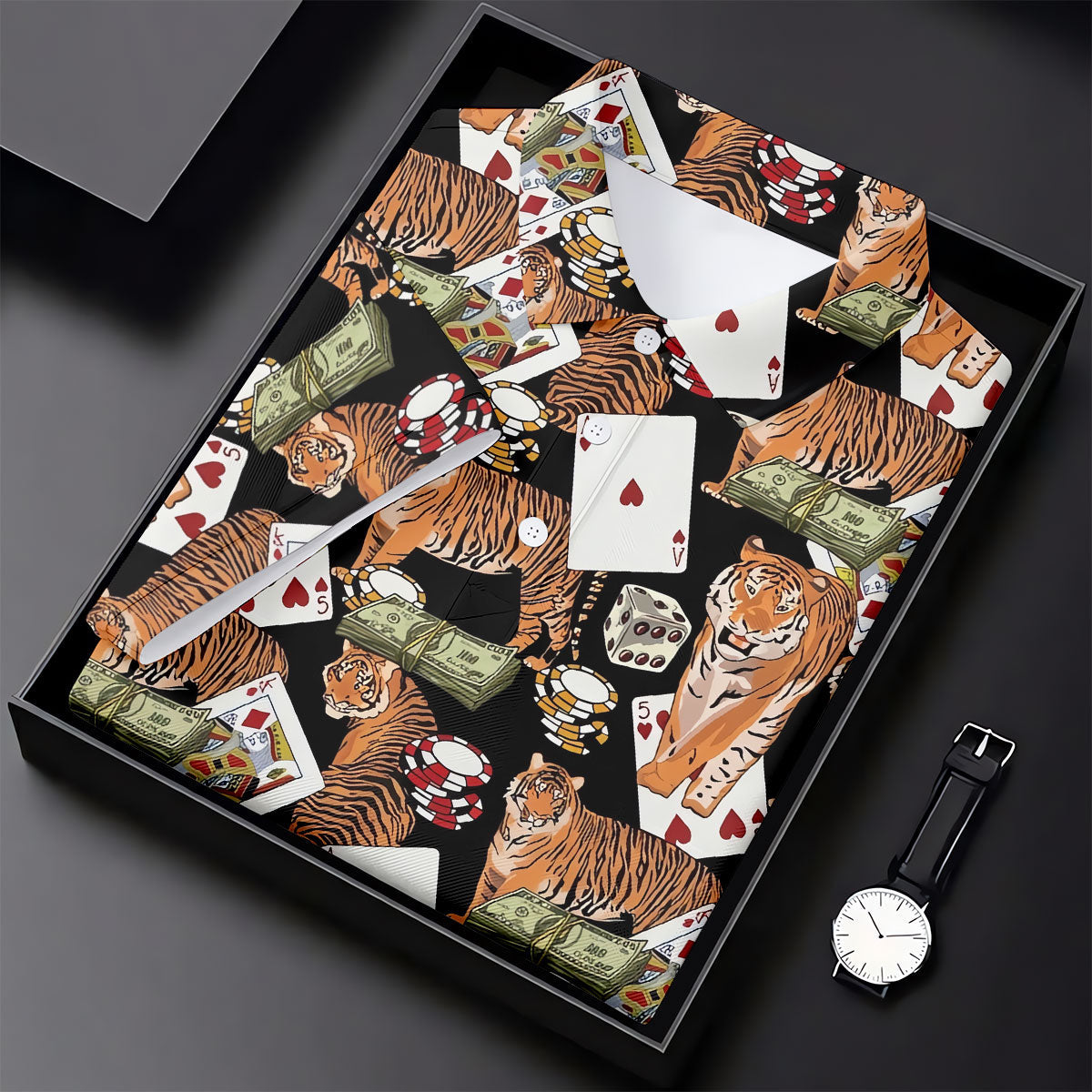 Money Tiger Poker Dice Chips And Cards Hawaiian Golf Shirt, Golf Shirt For Women