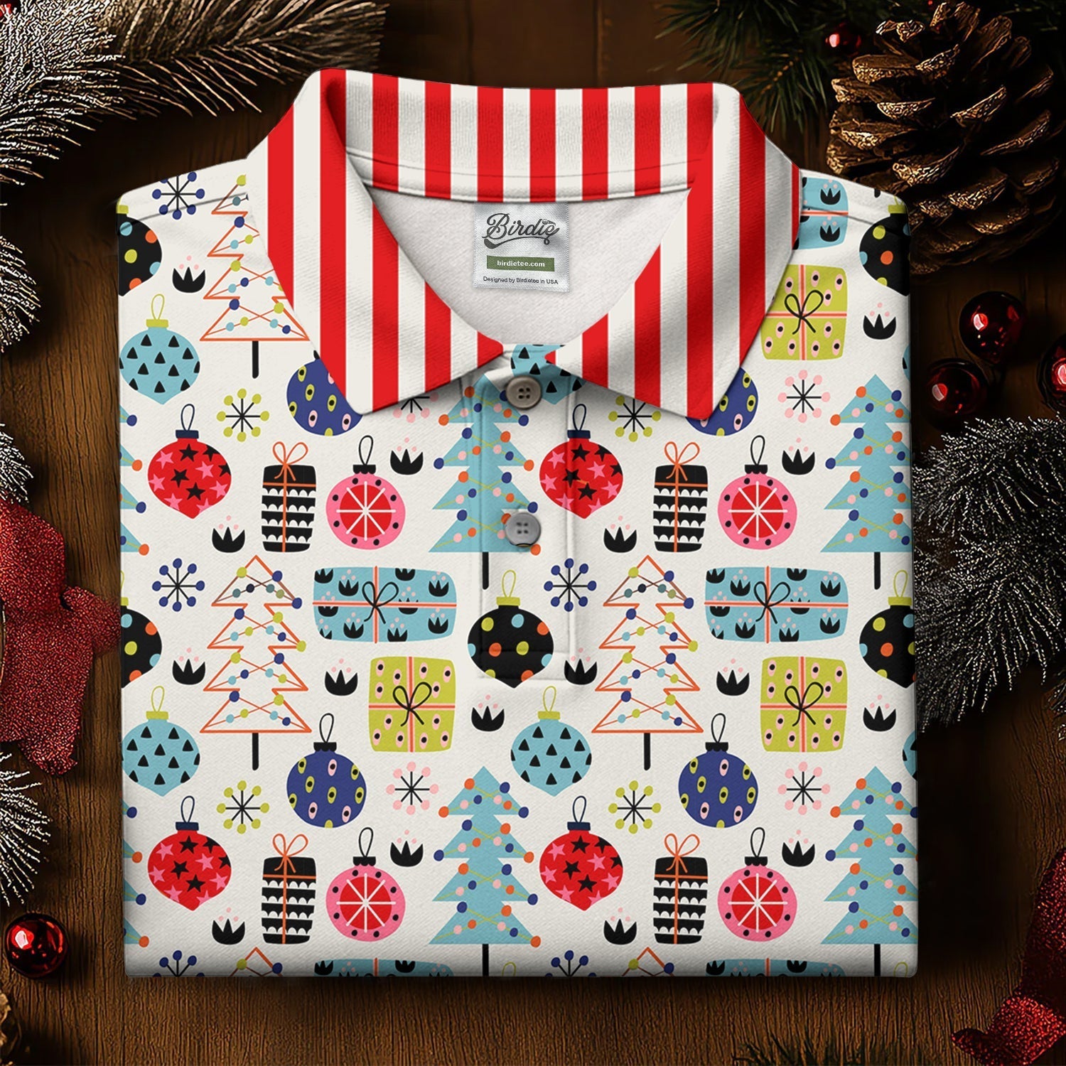 Colorful Christmas Women's Golf Tops, Christmas Golf Shirt, Cute Golf Outfit, Golf Gift For Ladies