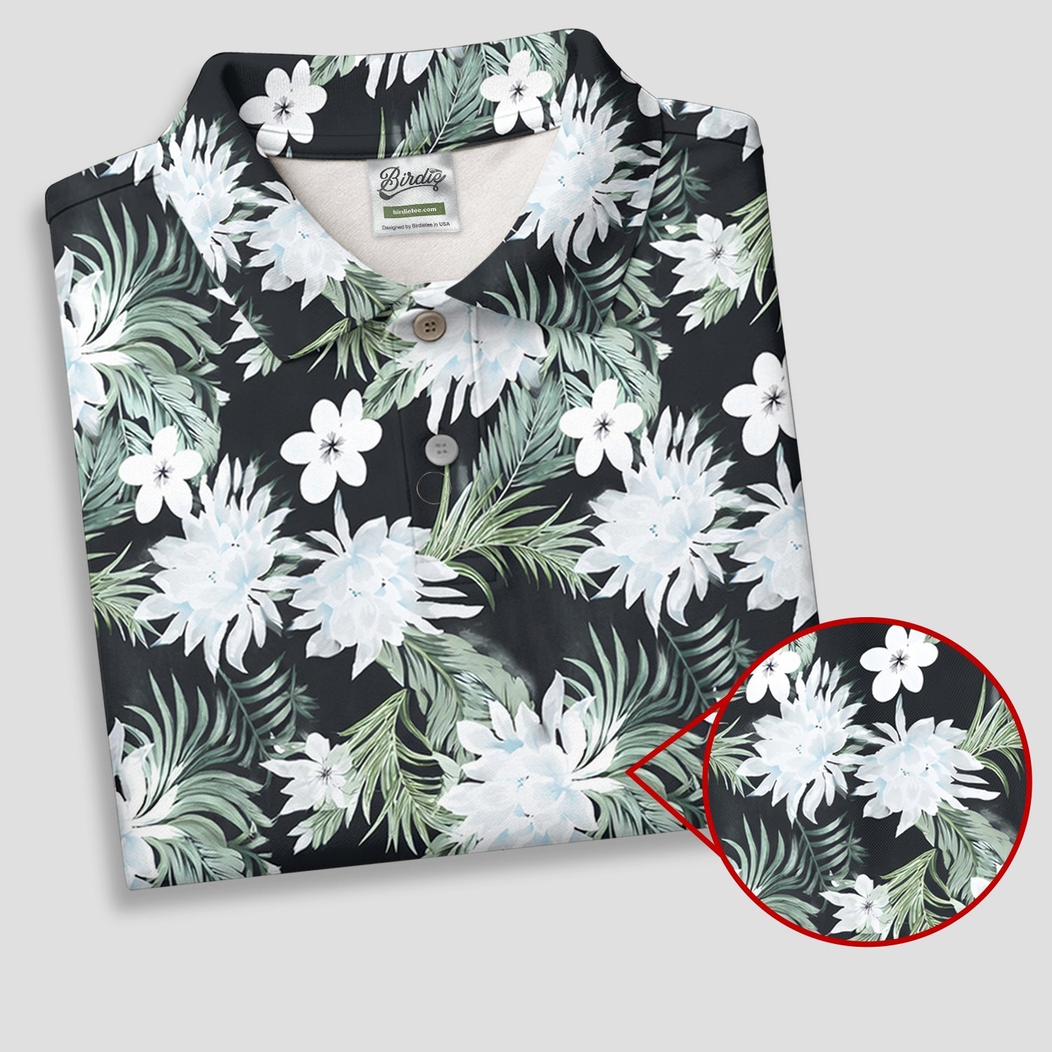 White Flower Tropical Hawaiian Vibe Women's Golf Shirts, Women's Golf Tops, Ladies Golf Shirts