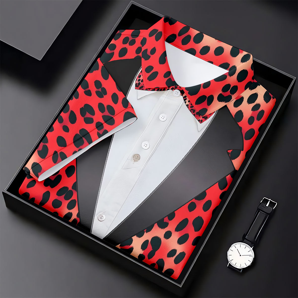 Red Leopard Funny Costume Hawaiian Golf Shirt, Ladies Golf Tops, Golf Shirt For Women