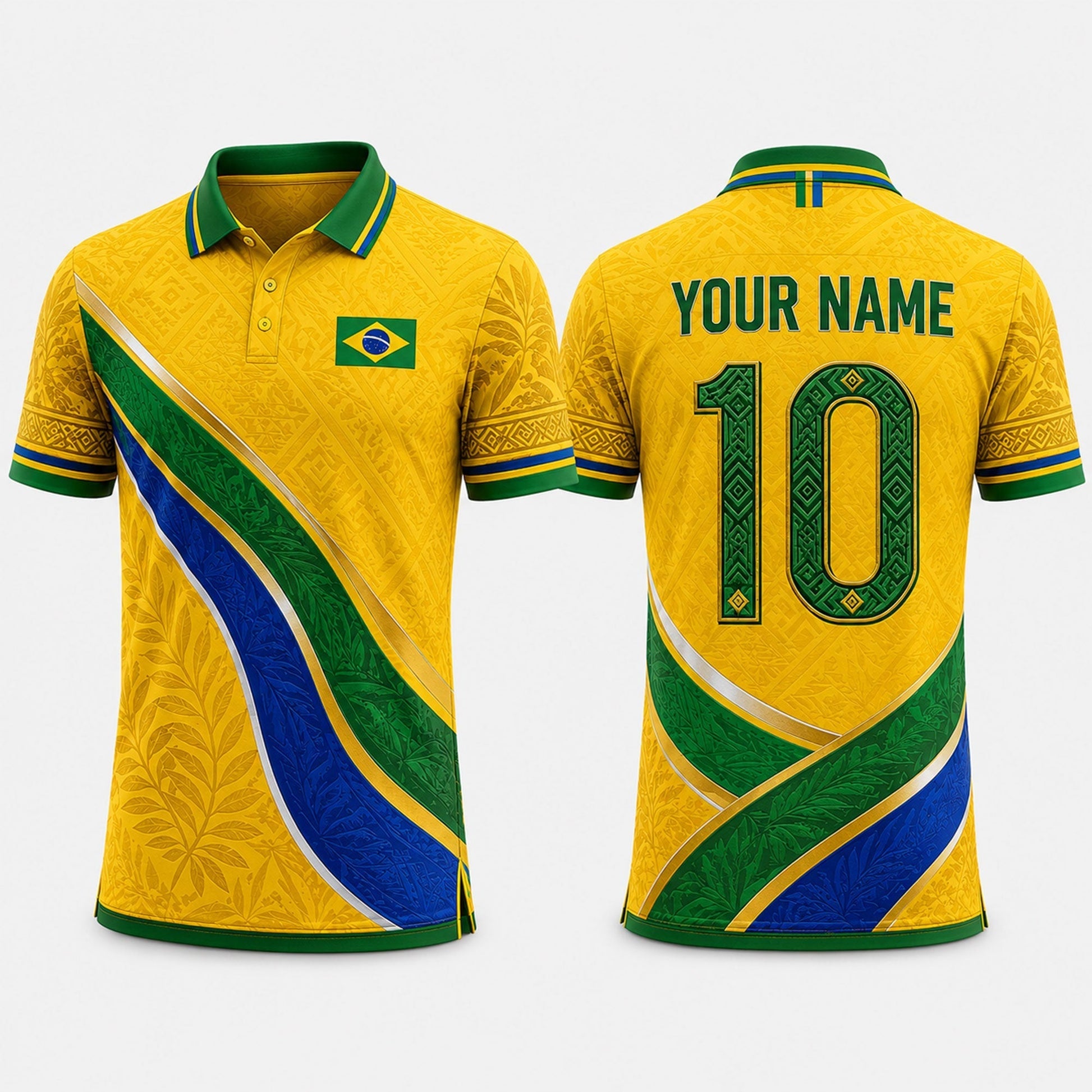 Yellow Green Brazil Fooball Shirt, V-Neck For Men Football Lover, Soccer Game Day Father's Day Presents