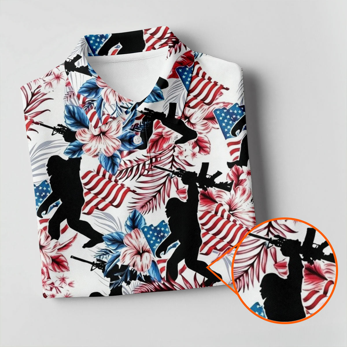 Hawaiian Bigfoot Patriotic 4th Of July American Flag Golf Shirt, 250th Anniversary Women Golf Top