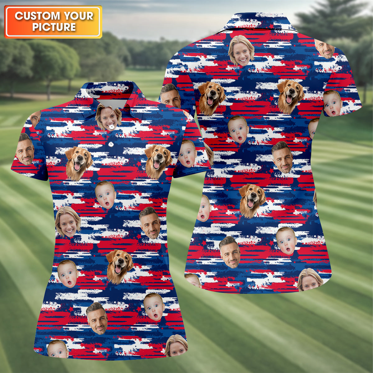 Custom Face Shirt, Patriotic Golf Polos, Womens Golf Polo, Personalized Dog Shirts, Golf Polo For Ladies