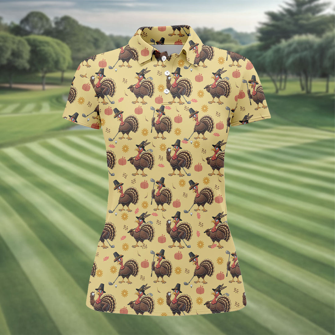 Turkey Thanksgiving Fun Women's Golf Shirts, Ladies Sleeveless Polo, Women's Polo Shirt